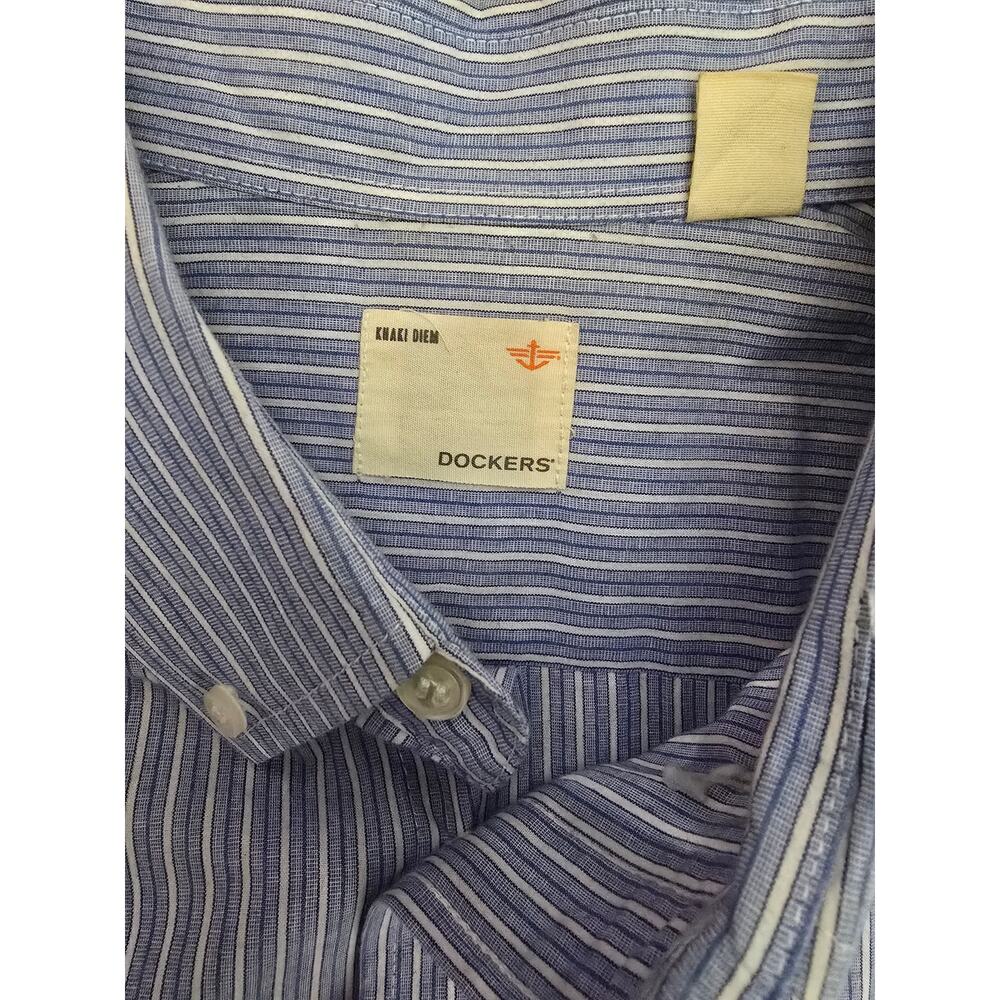 Dockers Men's XL Khaki Diem Blue Striped Short Sleeve Button Down Shirt
- Picture 3 of 8